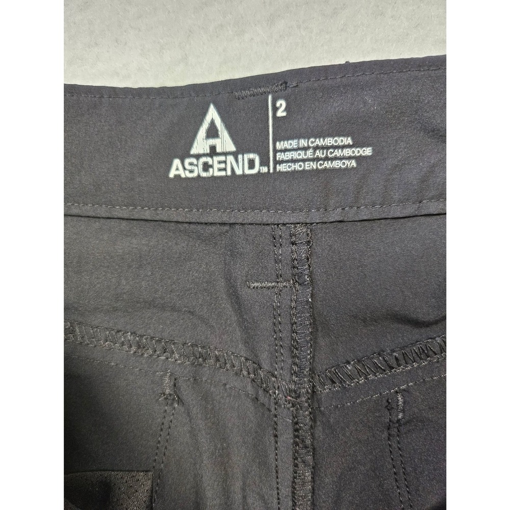 Ascend Tech Roll Up Hiking Pants Womens 2 Black Straight Leg Lightweight Outdoor - Picture 3 of 16